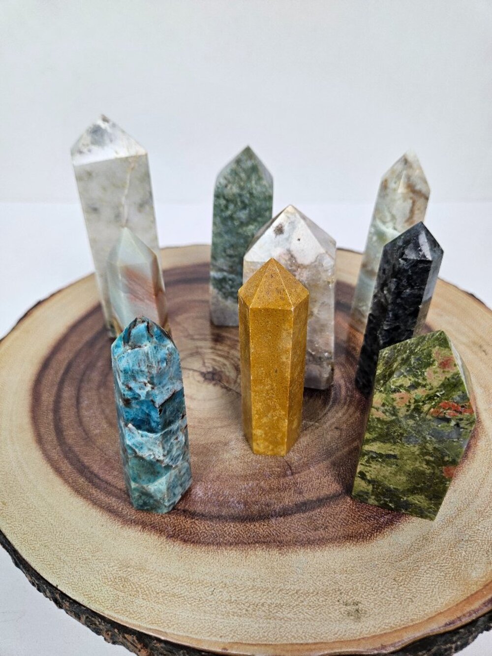 Bundle of 9 Assorted Crystal Stone Obelisk Point Tower Set